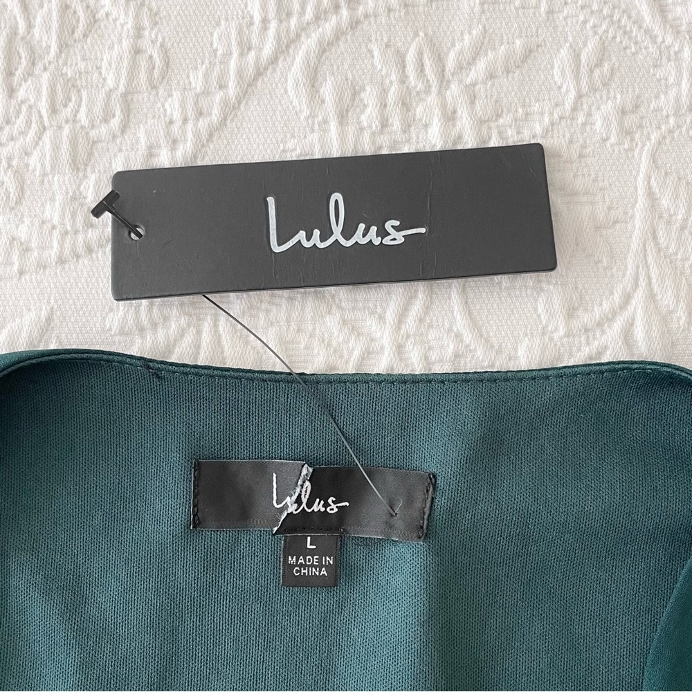NWT Lulus Rise to the Occasion Emerald Green Midi Wrap Dress Large - Picture 4 of 8